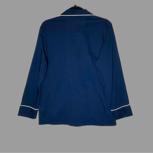 J. Crew Cotton Sleep Shirt with Chest Pocket, Navy with White Piping, Size S - Picture 6 of 13